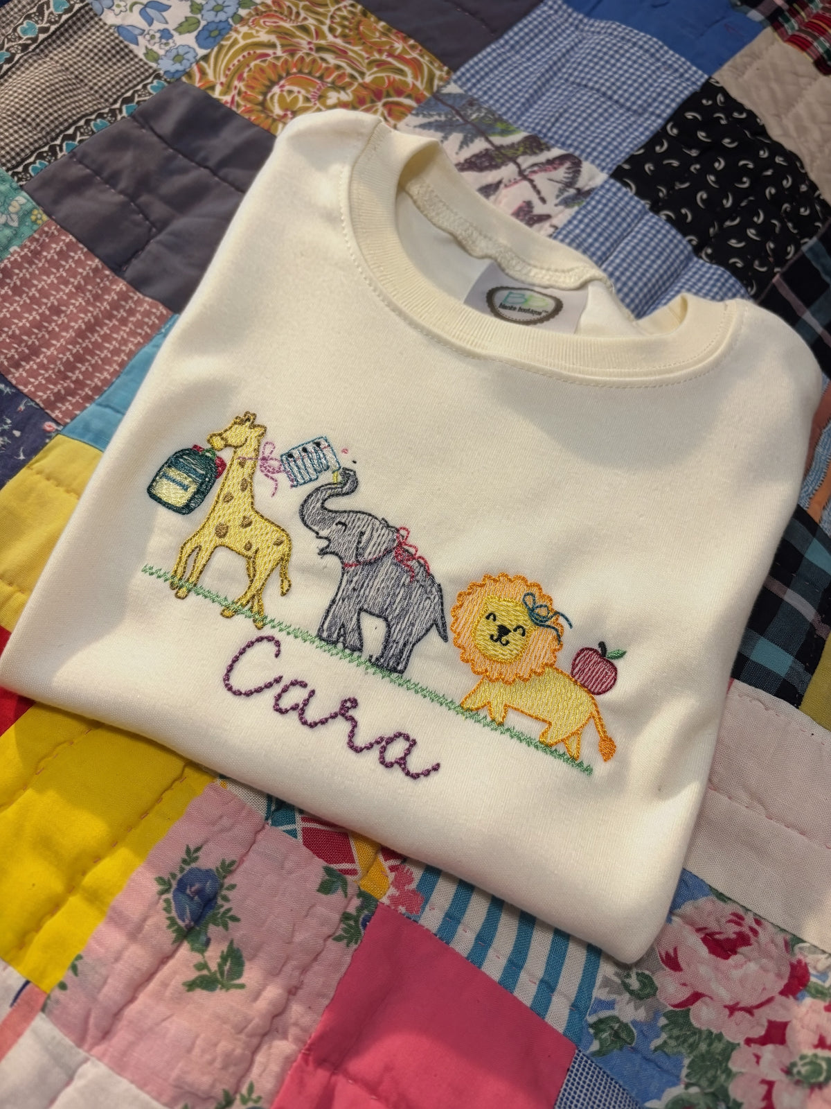 Back to School Animal Train Embroidered Shirt | Boy and Girl Version