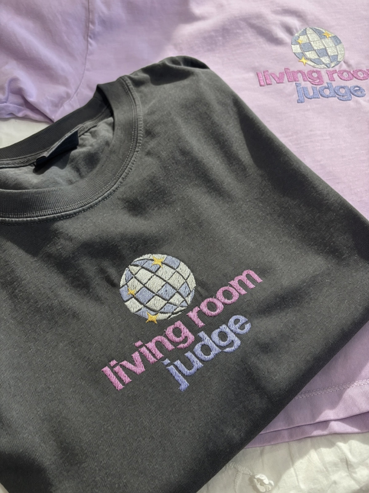 Living Room Judge | Embroidered Disco Ball Shirt