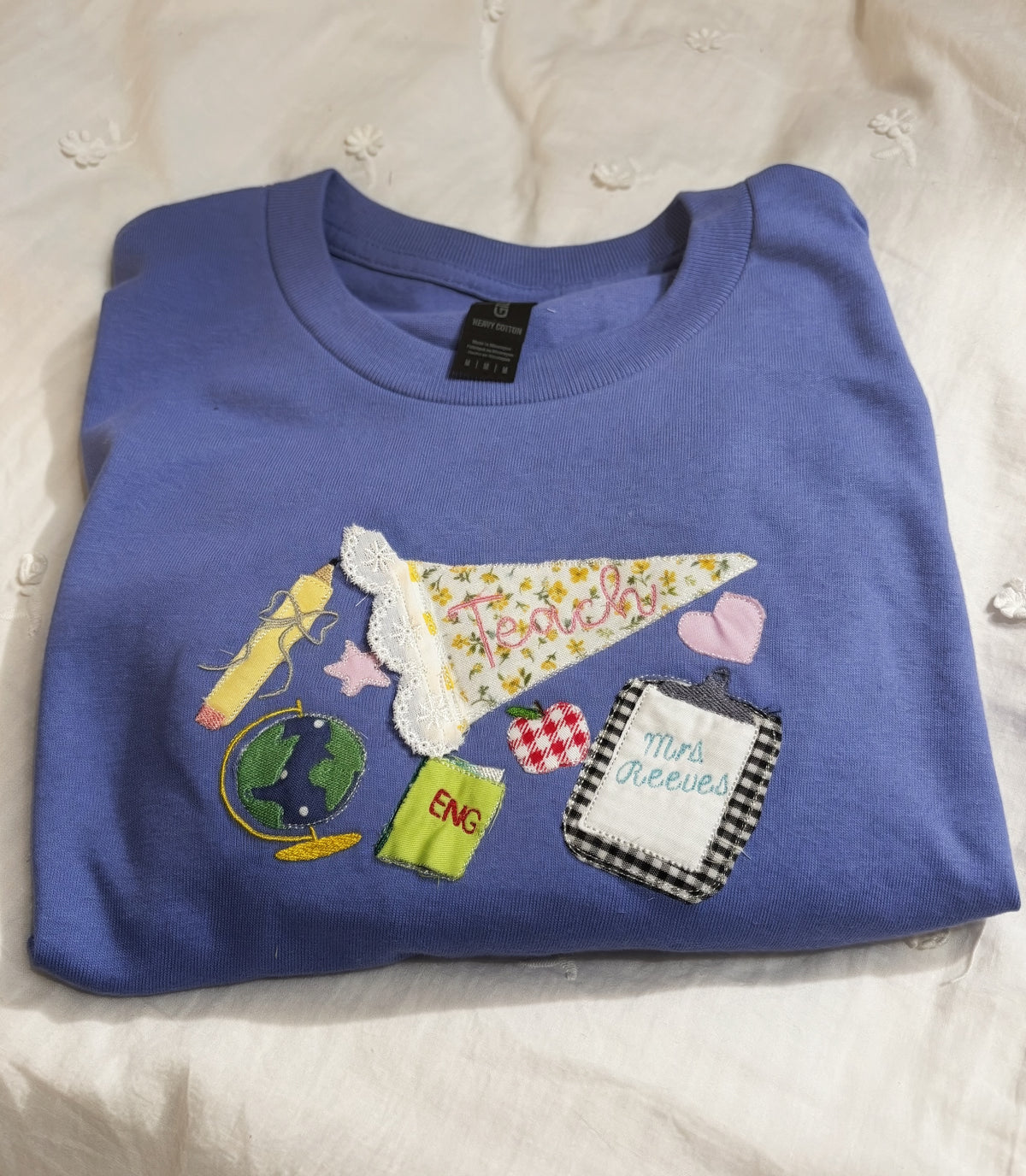 Patchwork Applique Teacher Shirt | Custom Embroidered Teacher Tee