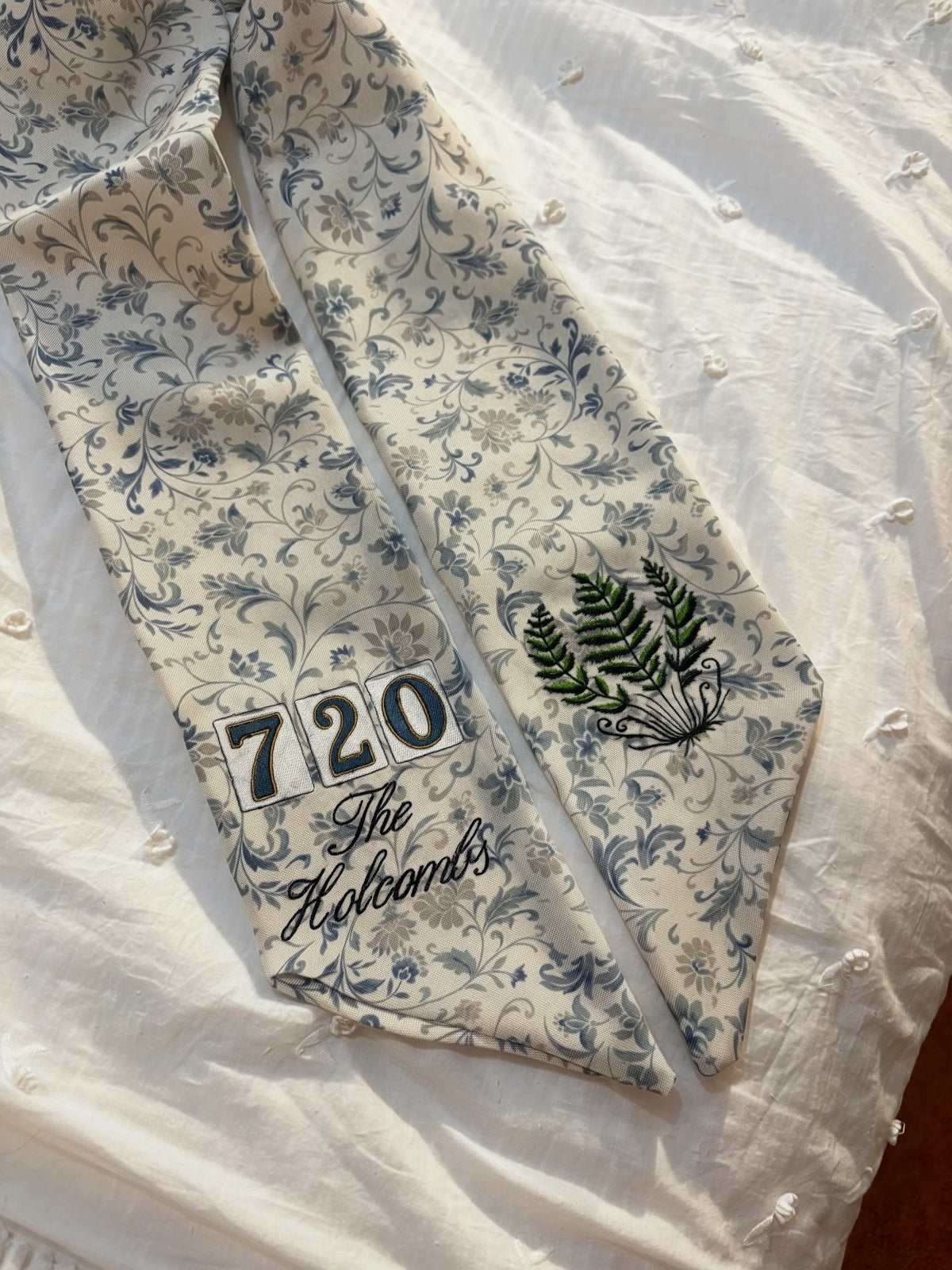 Address Number Wreath Sash | Embroidered Door Hanger