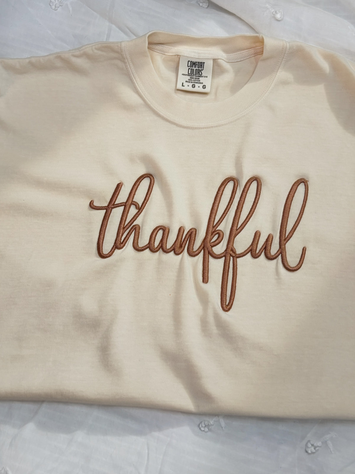 Thankful Puff Embroidered Shirt | T-Shirt, Long Sleeve & Sweatshirt