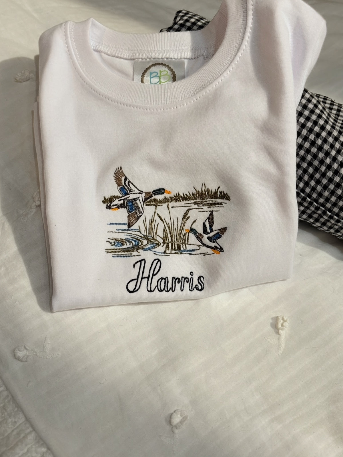 Kids Embroidered Hunting Shirt | Mallard Duck or Pointer Dog Design | Personalized Boys T-Shirt