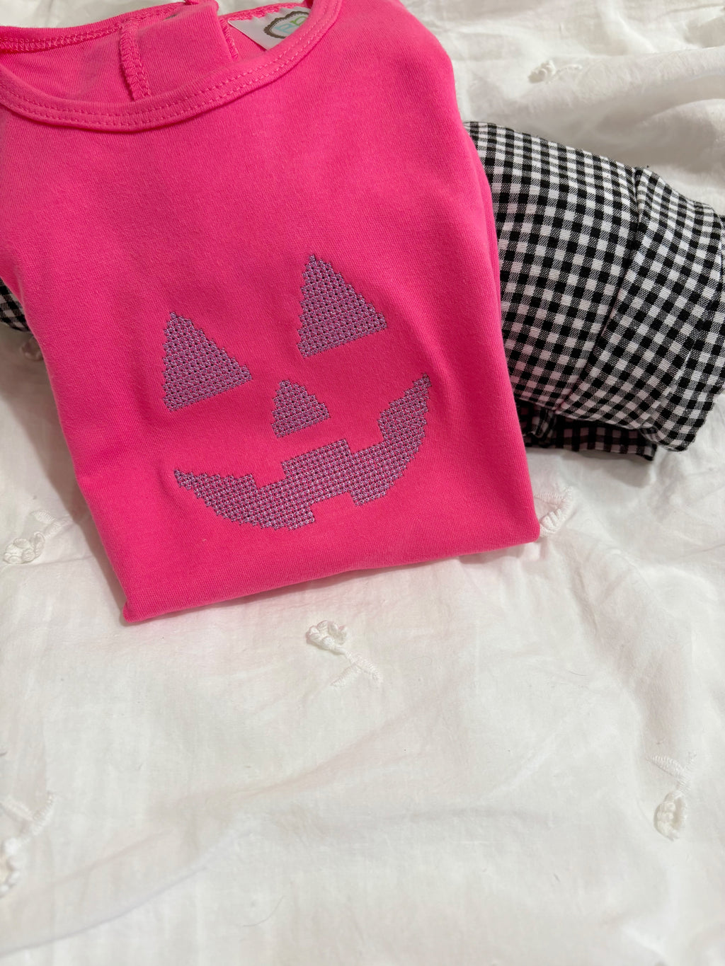 Cross Stitch Jack-o'-Lantern Embroidered Halloween Shirt | Baby, Toddler, Youth & Adult