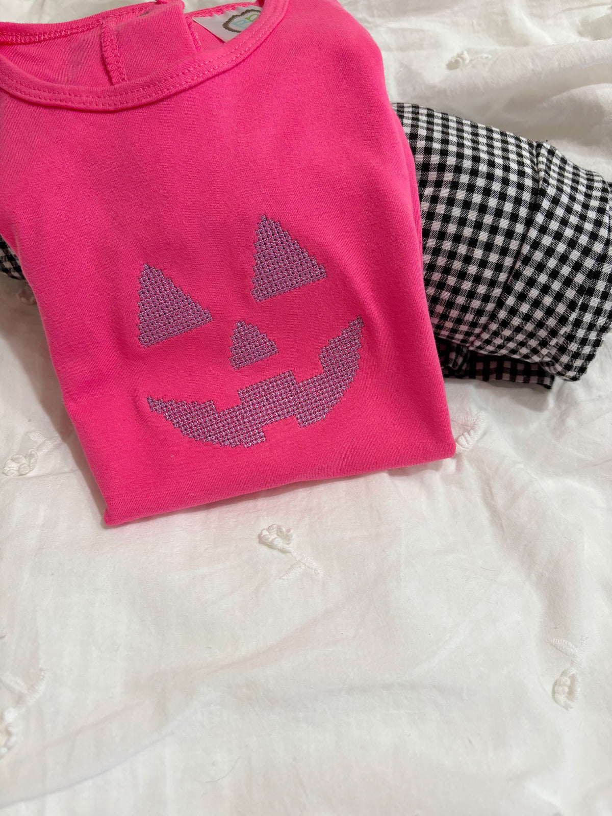 Cross Stitch Jack-o'-Lantern Embroidered Halloween Shirt | Baby, Toddler, Youth & Adult