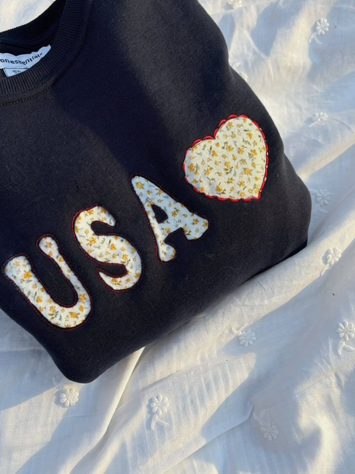 USA Reverse Applique Sweatshirt | Patriotic Embroidered Pullover | Custom Made to Order