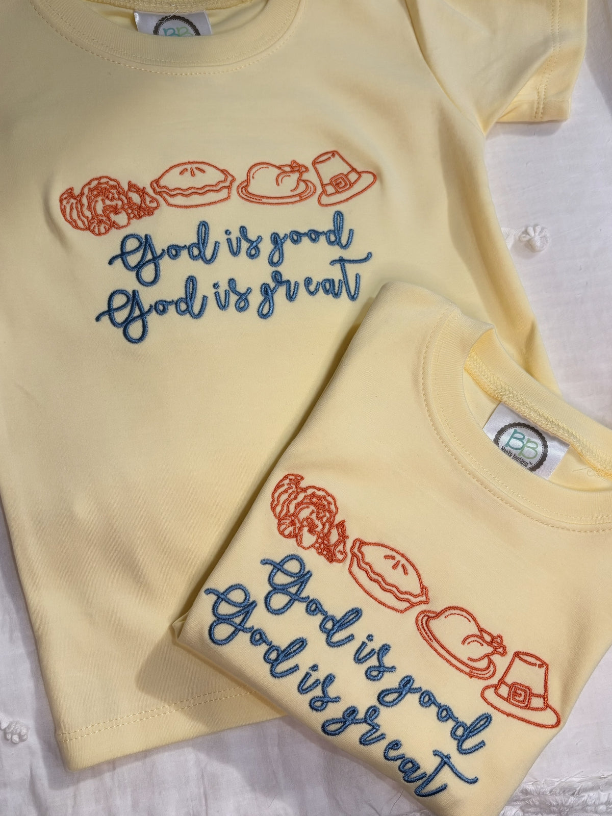 God Is Good, God Is Great | Kids’ Thanksgiving Embroidered Shirt
