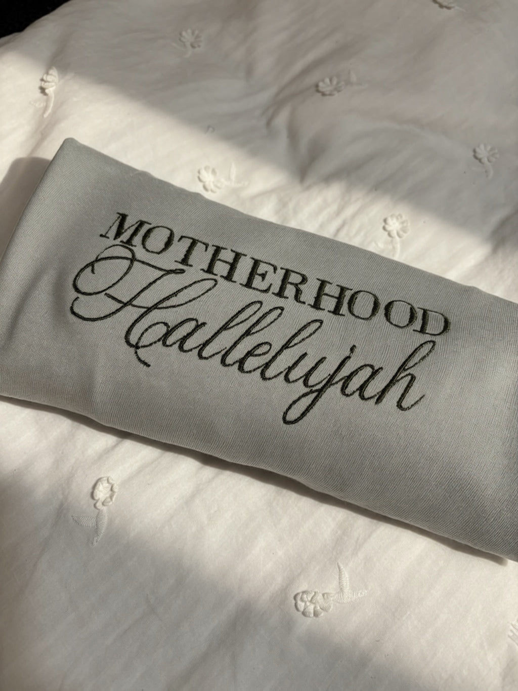 Motherhood Hallelujah Tshirt | Embroidered Mom Shirt | Comfort Colors