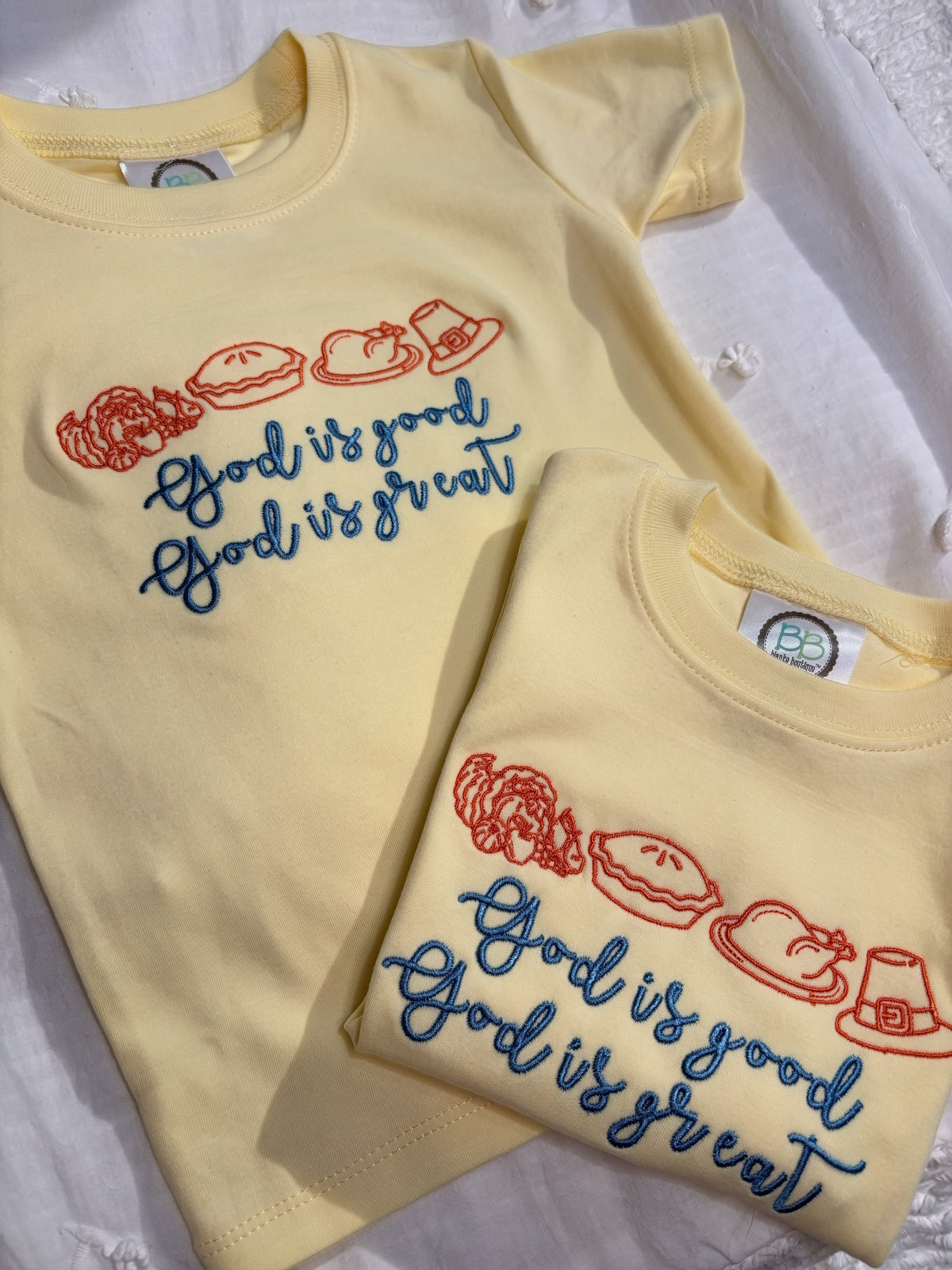 God Is Good, God Is Great | Kids’ Thanksgiving Embroidered Shirt