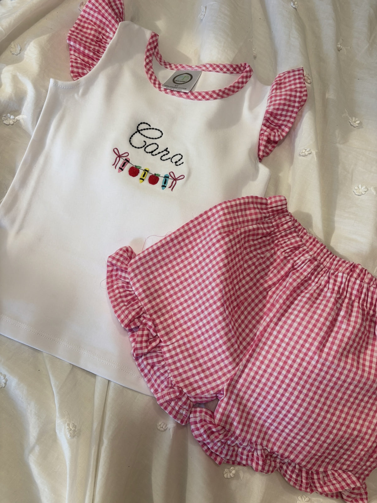 Girls Pencil Banner Flutter Sleeve Set | Personalized Back to School Designs