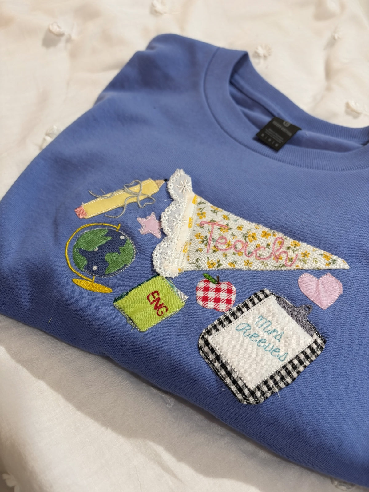Patchwork Applique Teacher Shirt | Custom Embroidered Teacher Tee