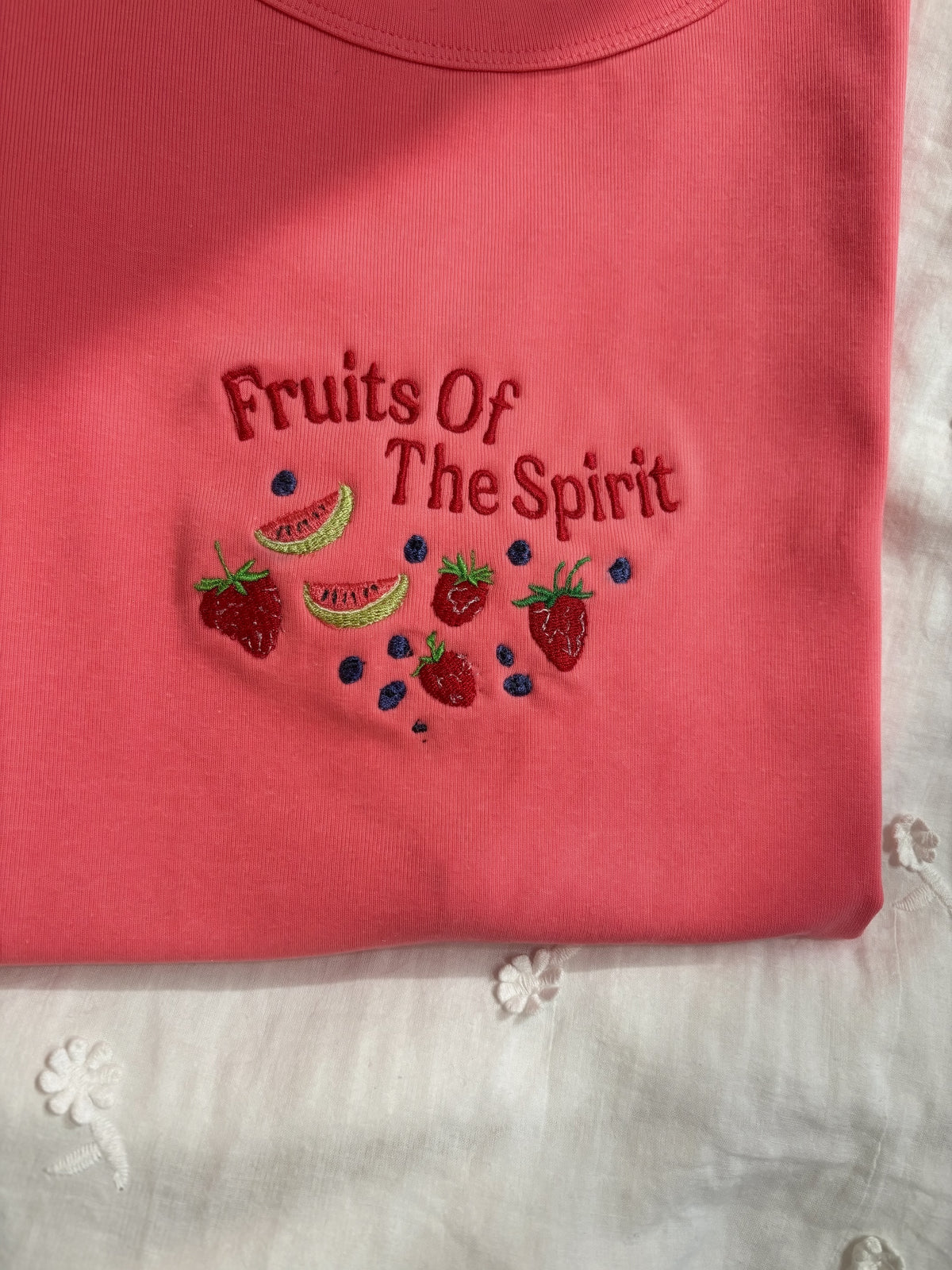 Berry Fruits of the Spirit Embroidered Shirt | Comfort Colors & Ribbed Fitted