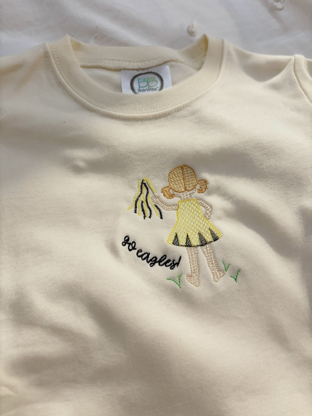 Kids Embroidered Spirit Shirt | Cheer Girl & Football Boy Silhouette | Personalized Game Day Tee