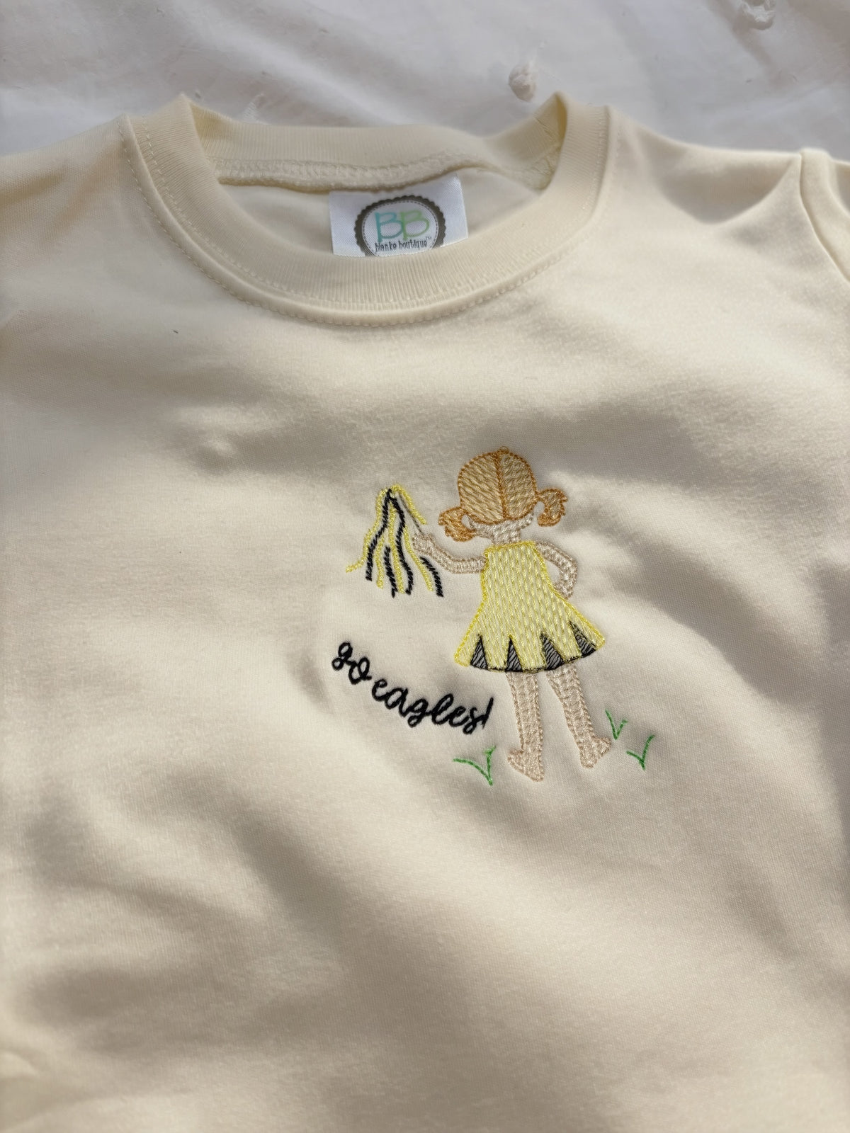 Kids Embroidered Spirit Shirt | Cheer Girl & Football Boy Silhouette | Personalized Game Day Tee