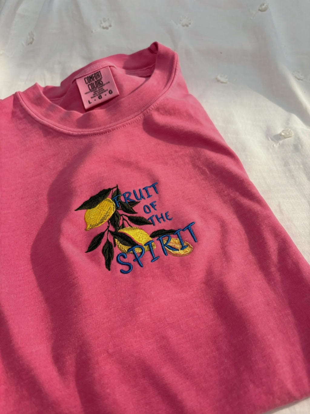 Lemon Fruit of the Spirit | Embroidered Comfort Colors Shirt