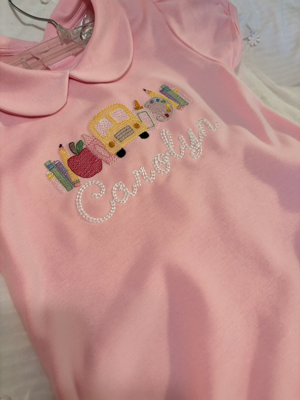 Personalized Back to School Dress & Shirt | Peter Pan Collar | Custom Embroidered Name