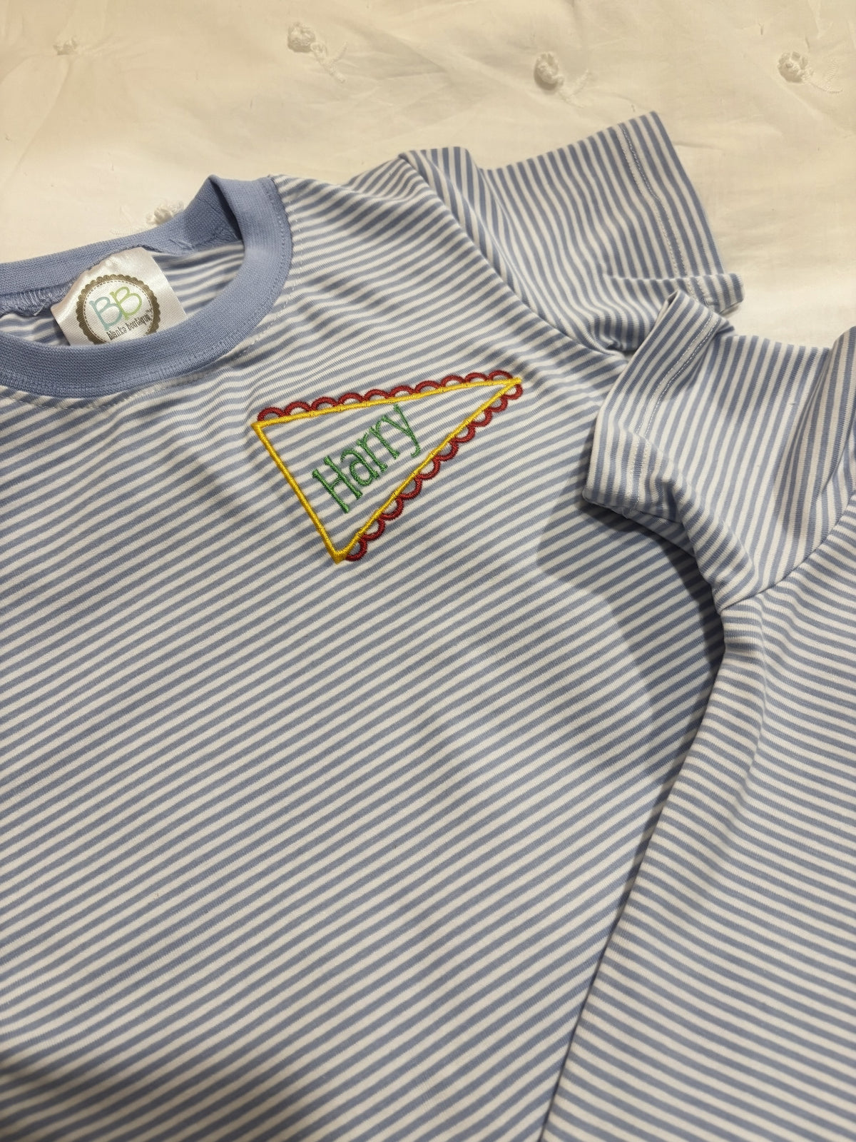 Pennant Name Flag Tshirt | Embroidered Kids Clothes