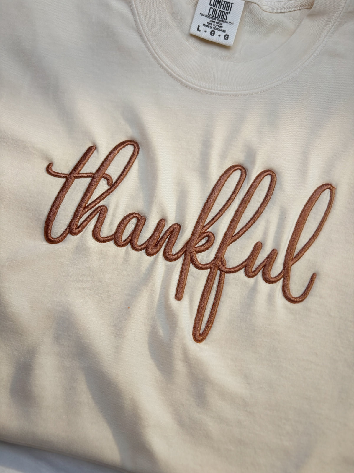 Thankful Puff Embroidered Shirt | T-Shirt, Long Sleeve & Sweatshirt