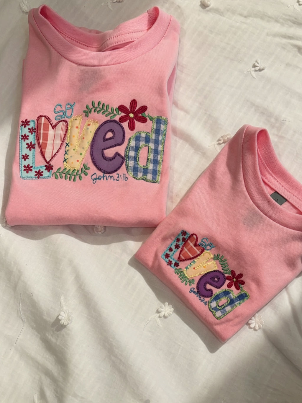 So Loved Applique Embroidered Shirt | John 3:16 | Girls & Toddler