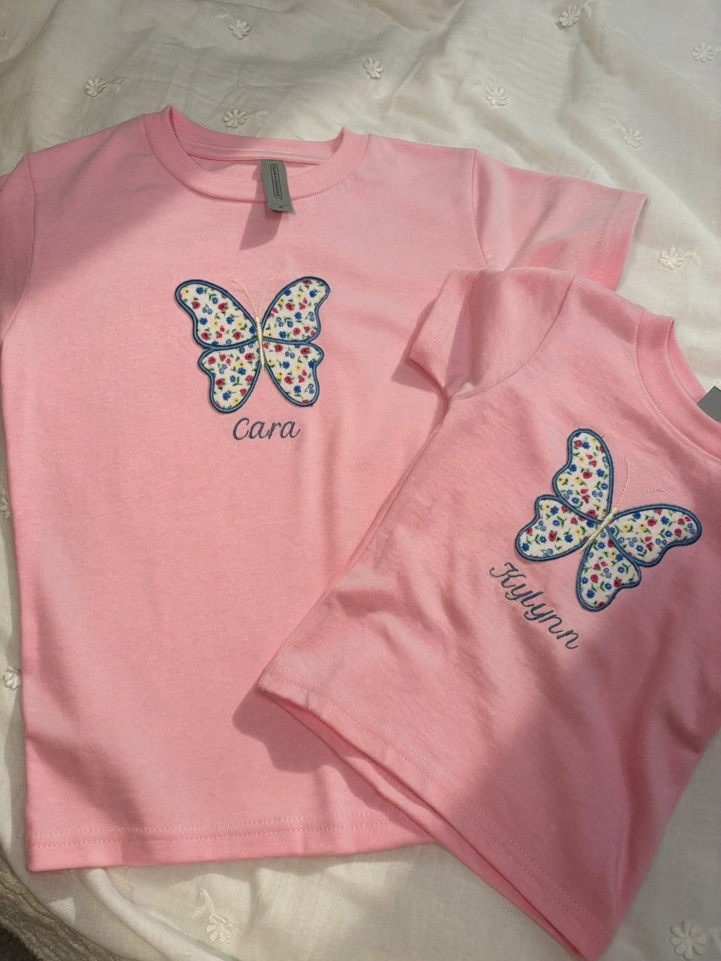 Little Girls Butterfly Applique Shirt | Custom Embroidered Kids Clothes