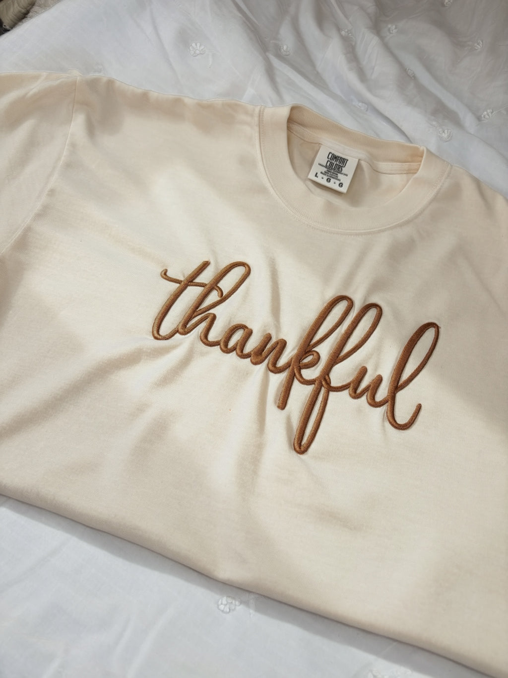Thankful Puff Embroidered Shirt | T-Shirt, Long Sleeve & Sweatshirt