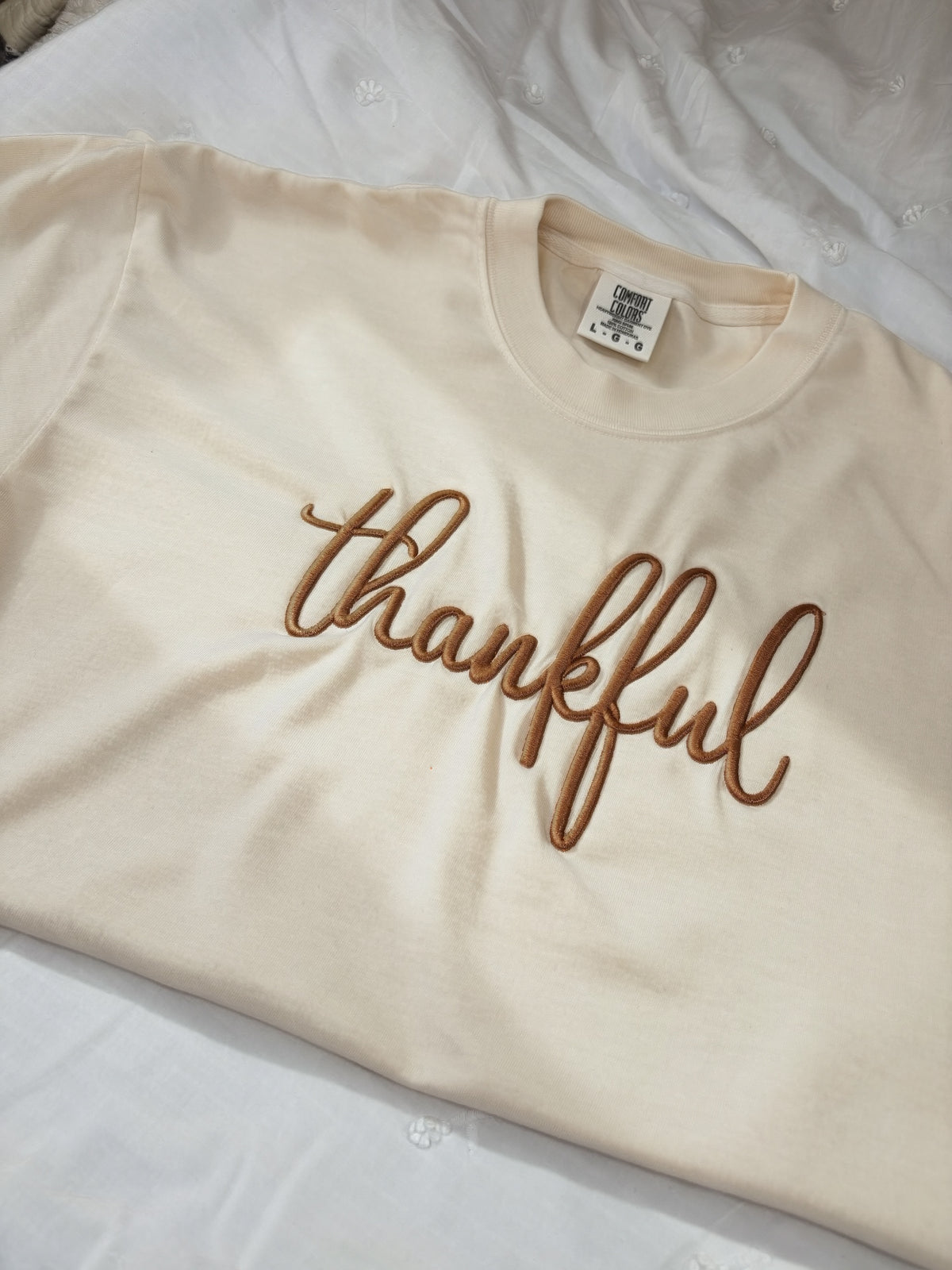 Thankful Puff Embroidered Shirt | T-Shirt, Long Sleeve & Sweatshirt