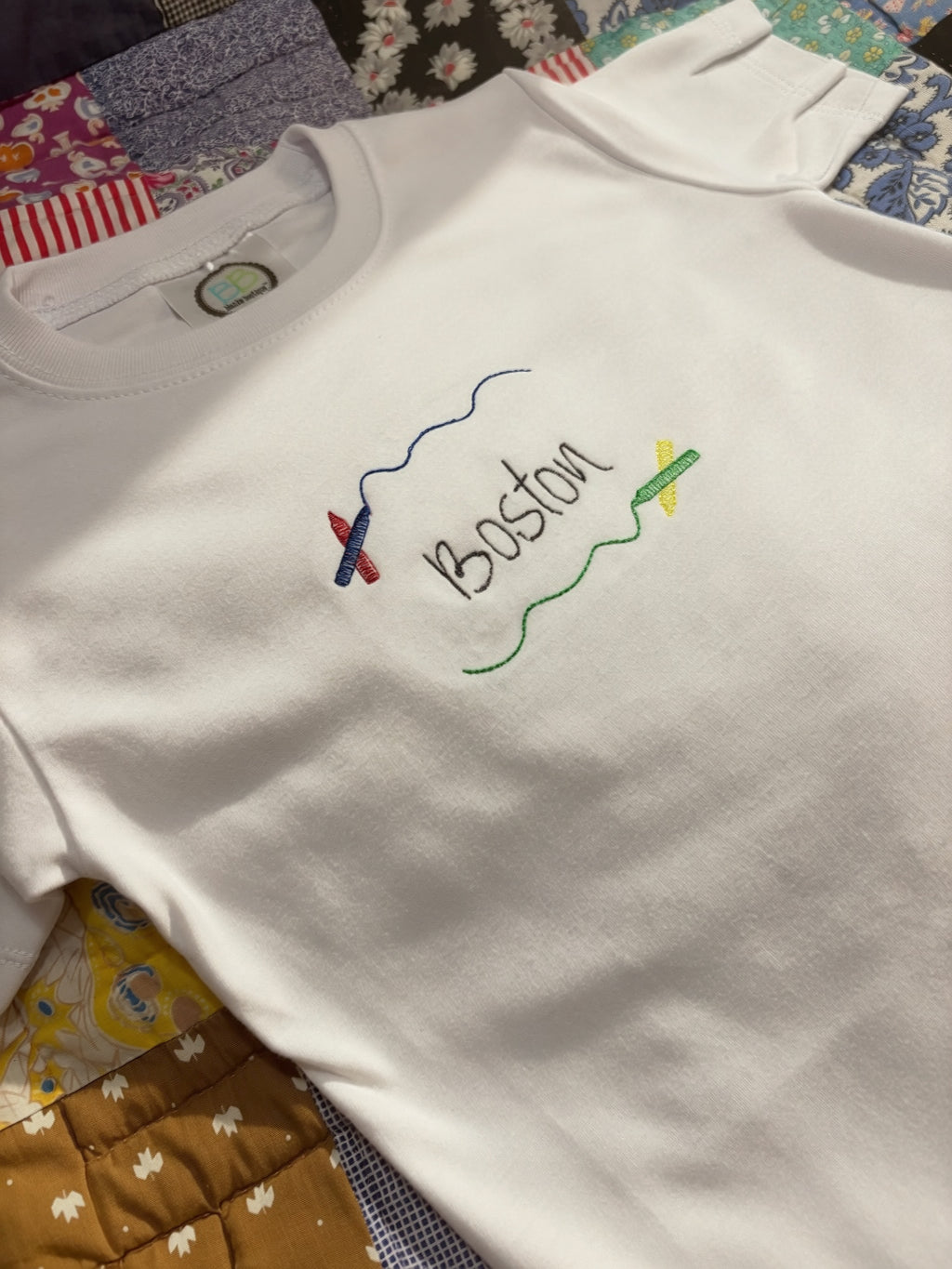 Boys Crayon Name Frame | Personalized Embroidered Gift