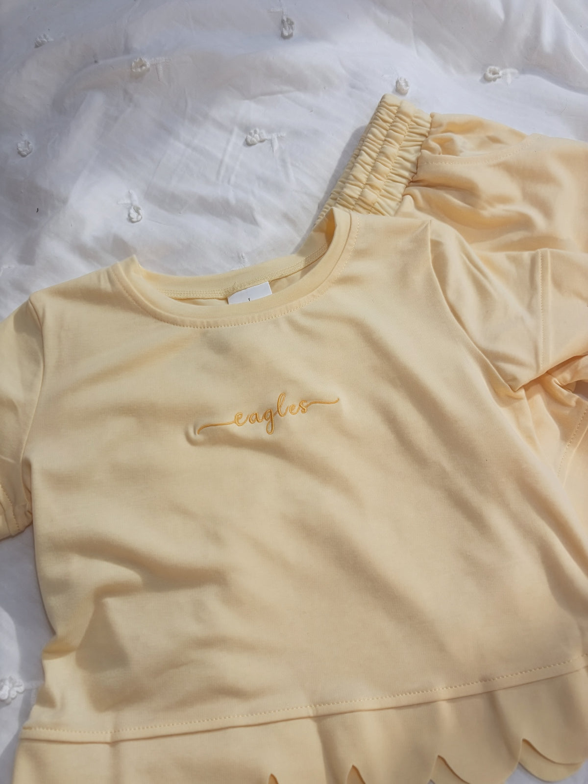 Girls Ruffled Short Set | Embroidered Set