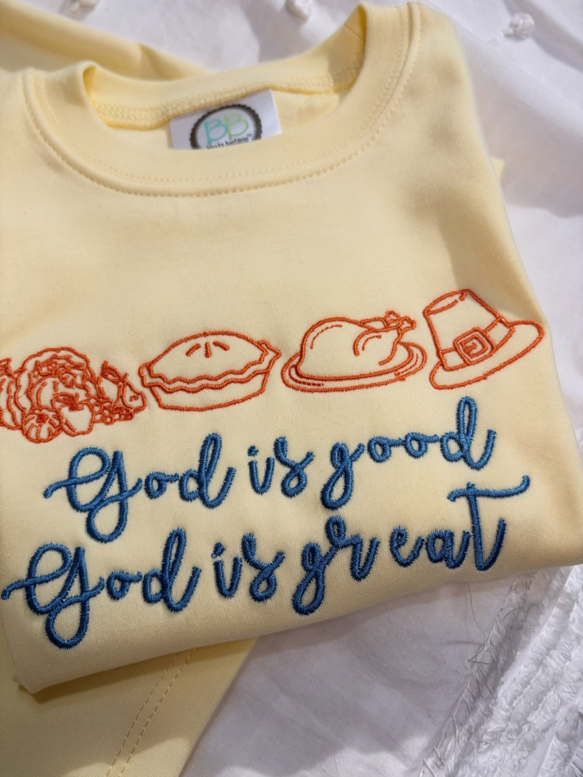 God Is Good, God Is Great | Kids’ Thanksgiving Embroidered Shirt