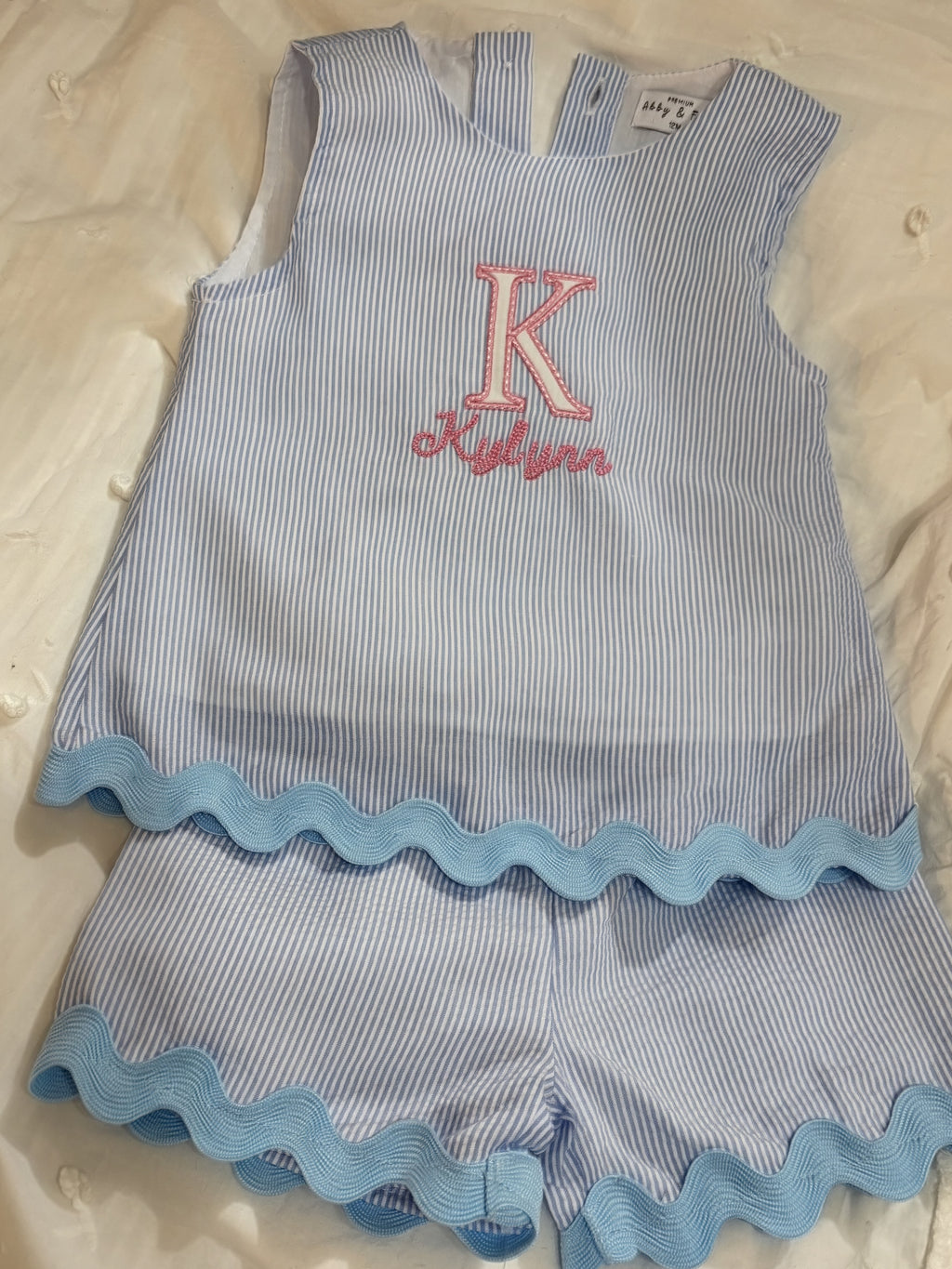 Girl Seersucker Name Dress or Set | Personalized Girls Outfit