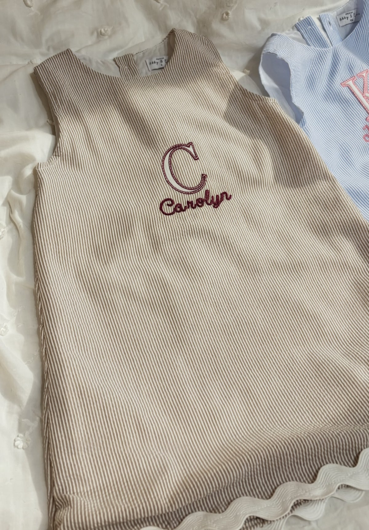 Girl Seersucker Name Dress or Set | Personalized Girls Outfit