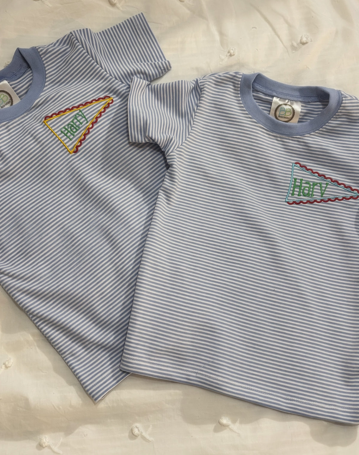 Pennant Name Flag Tshirt | Embroidered Kids Clothes