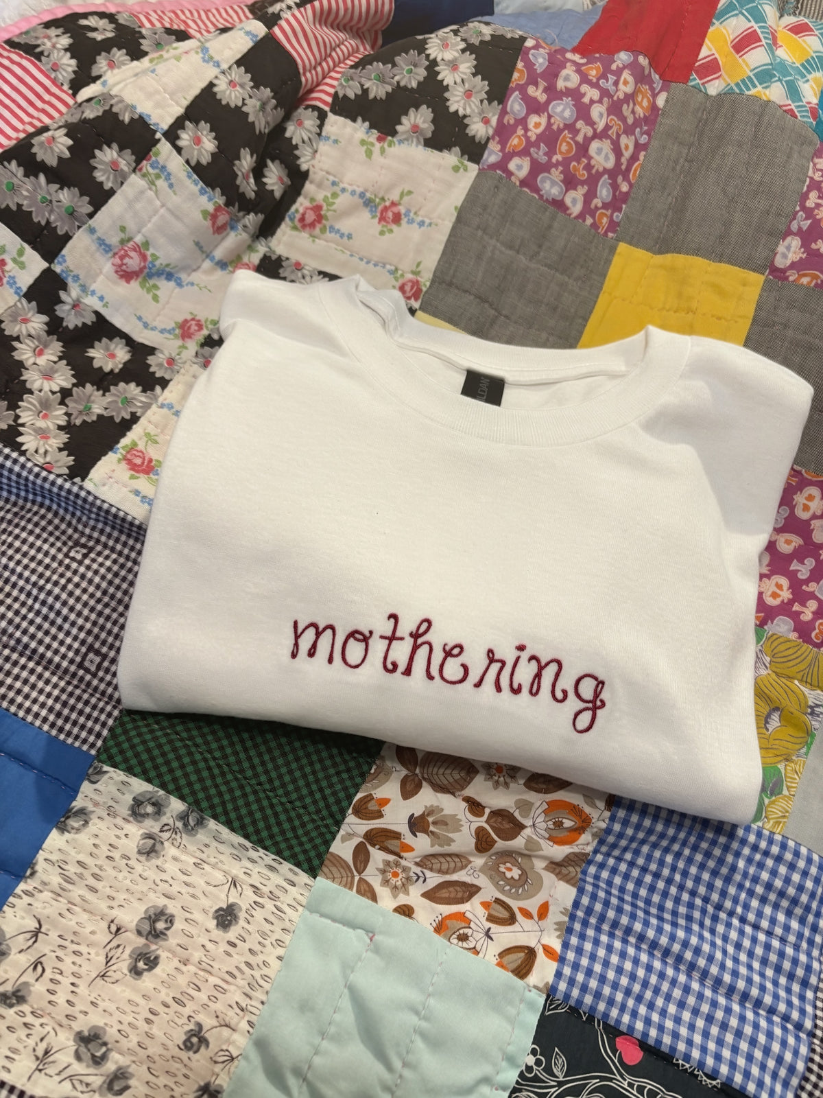 Mothering Embroidered T-Shirt | Custom Comfort Colors Tee