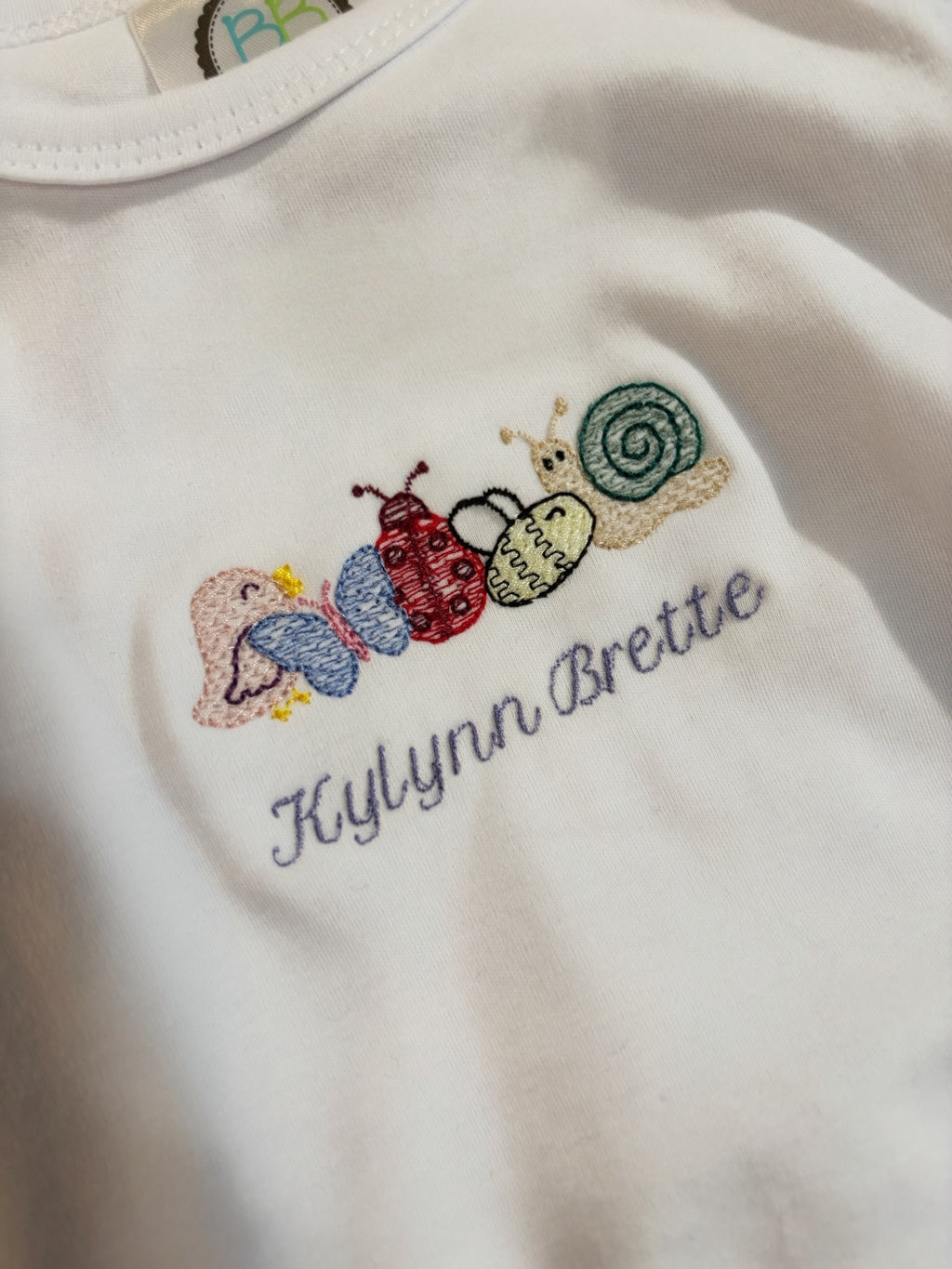 Girly Bug Embroidered Shirt | Flutter Sleeve & Peter Pan Bubble, Puff Sleeve T Shirt