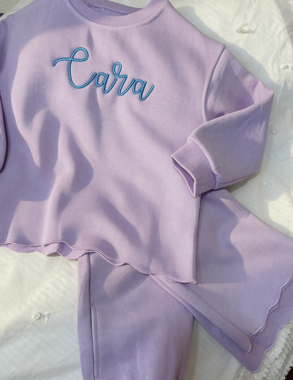 Personalized Girls’ Lettuce-Trim Matching Sweatset