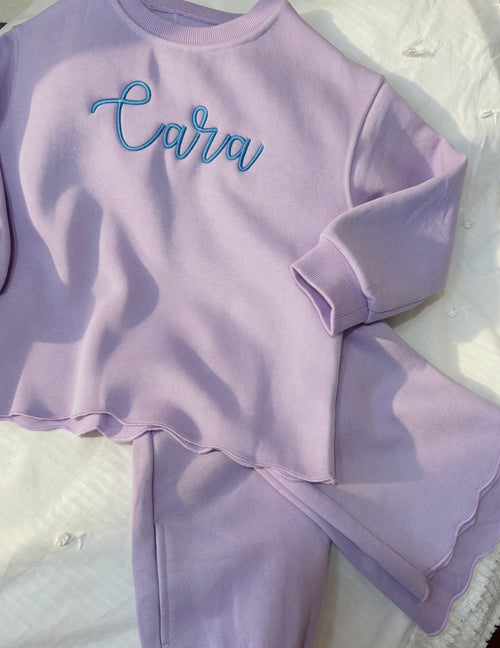 Personalized Girls’ Lettuce-Trim Matching Sweatset