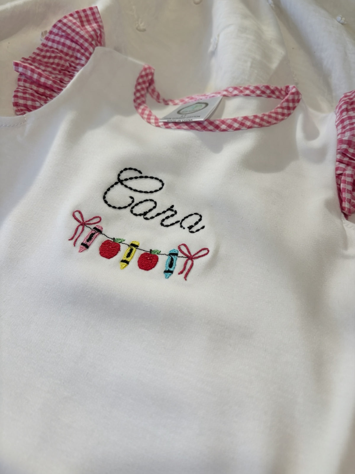 Girls Pencil Banner Flutter Sleeve Set | Personalized Back to School Designs