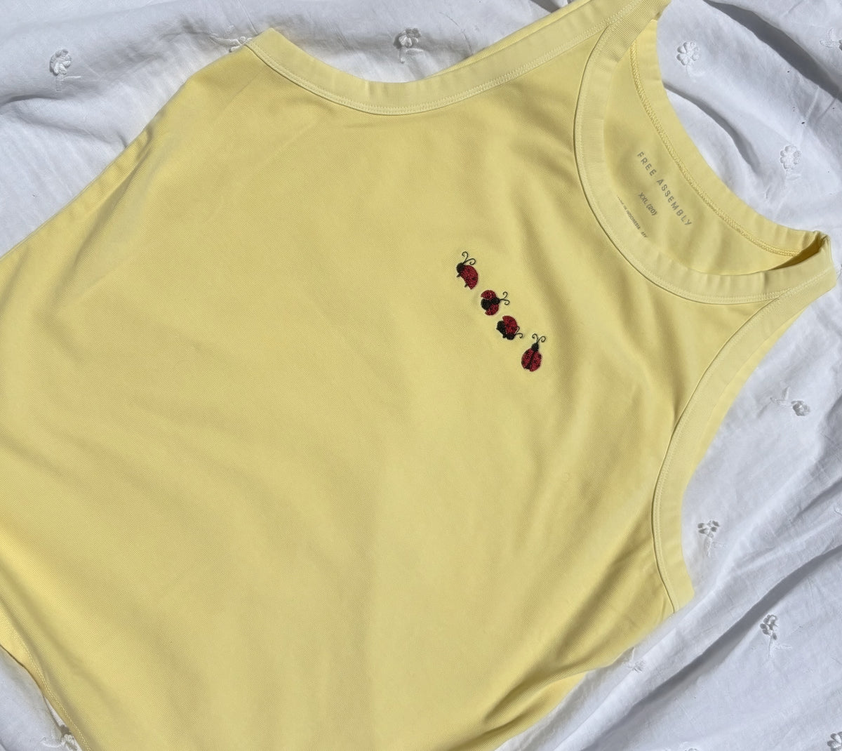 Women's Ladybug Row Embroidered High Neck Tank