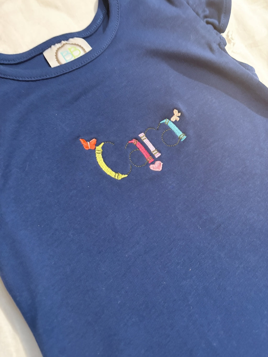 Embroidered Crayon Name Shirt & Flutter Sleeve Dress | Kids Custom Embroidery