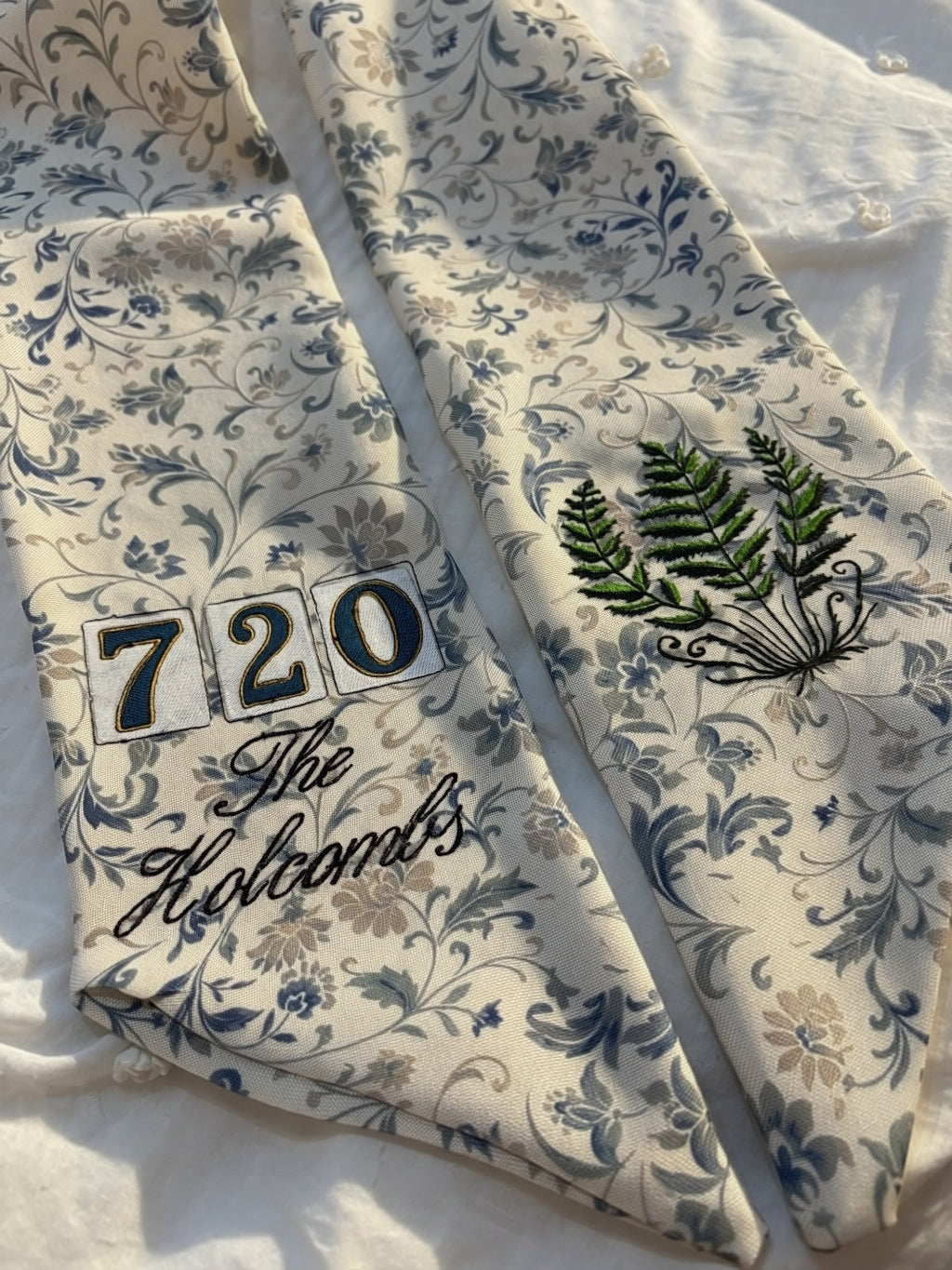 Address Number Wreath Sash | Embroidered Door Hanger
