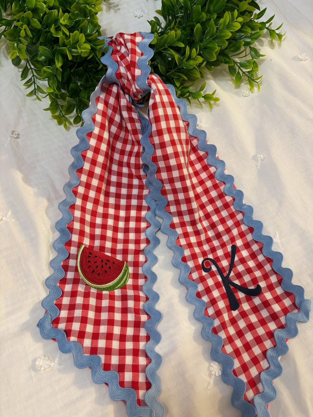 Summer Wreath Sash — Embroidered Door Hanger | Made to Order