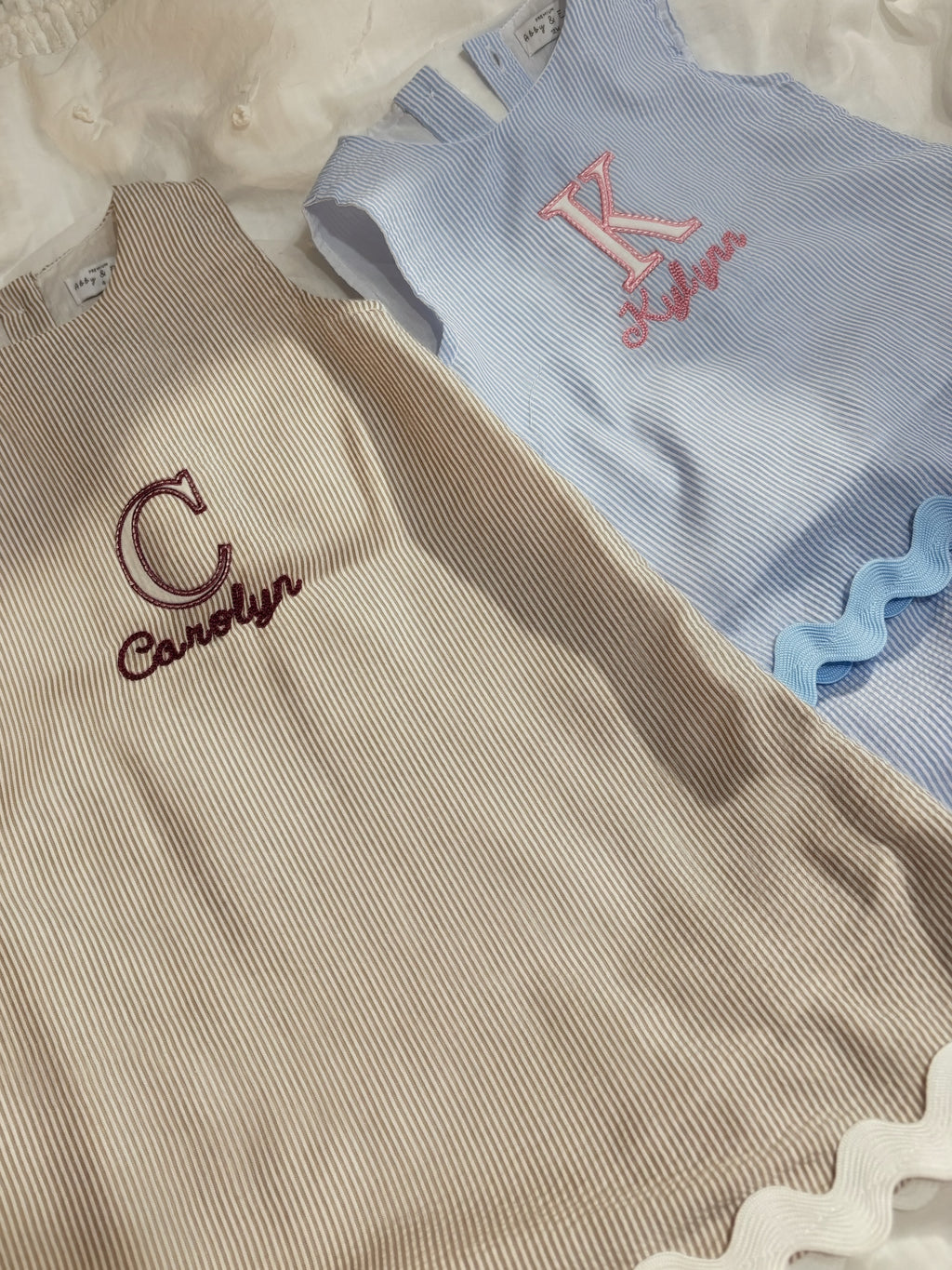 Girl Seersucker Name Dress or Set | Personalized Girls Outfit