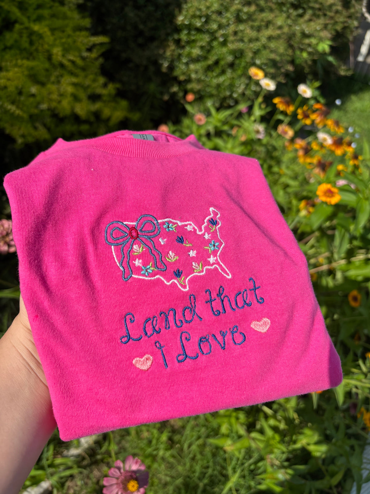 Land That I Love | Girls Embroidered Patriotic Shirt