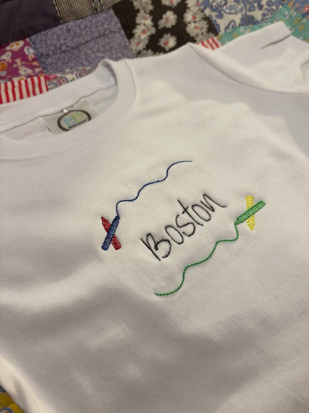 Boys Crayon Name Frame | Personalized Embroidered Gift