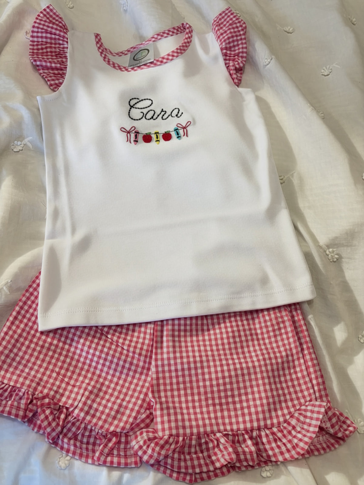Girls Pencil Banner Flutter Sleeve Set | Personalized Back to School Designs