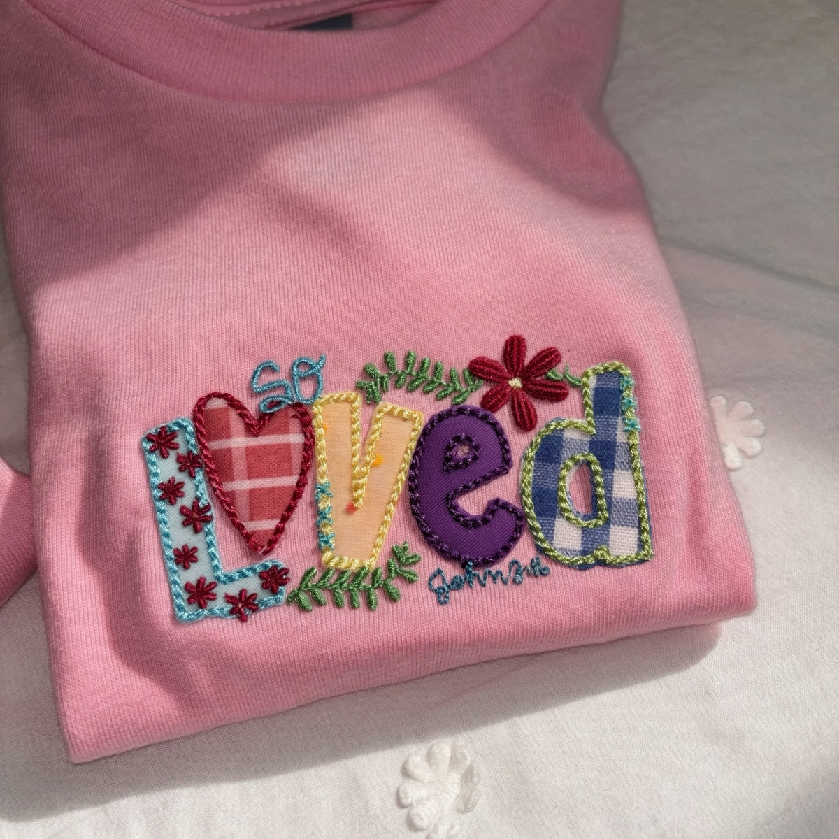 So Loved Applique Embroidered Shirt | John 3:16 | Girls & Toddler