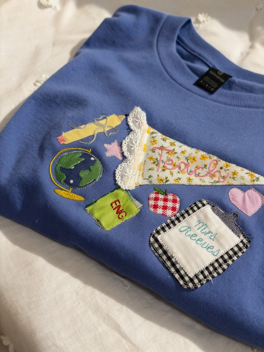 Patchwork Applique Teacher Shirt | Custom Embroidered Teacher Tee
