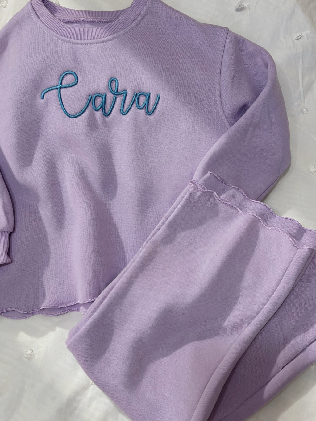 Personalized Girls’ Lettuce-Trim Matching Sweatset