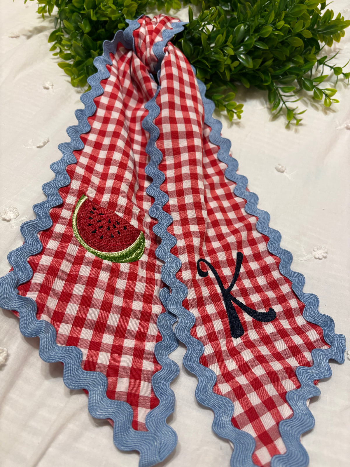 Summer Wreath Sash — Embroidered Door Hanger | Made to Order