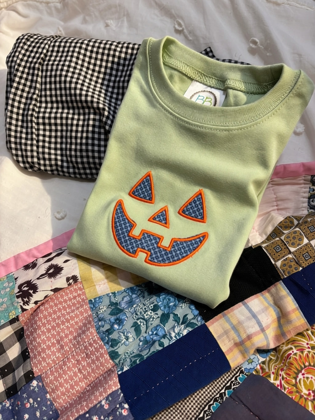 Jack-o’-Lantern Face Appliqué Shirt | Baby to Adult