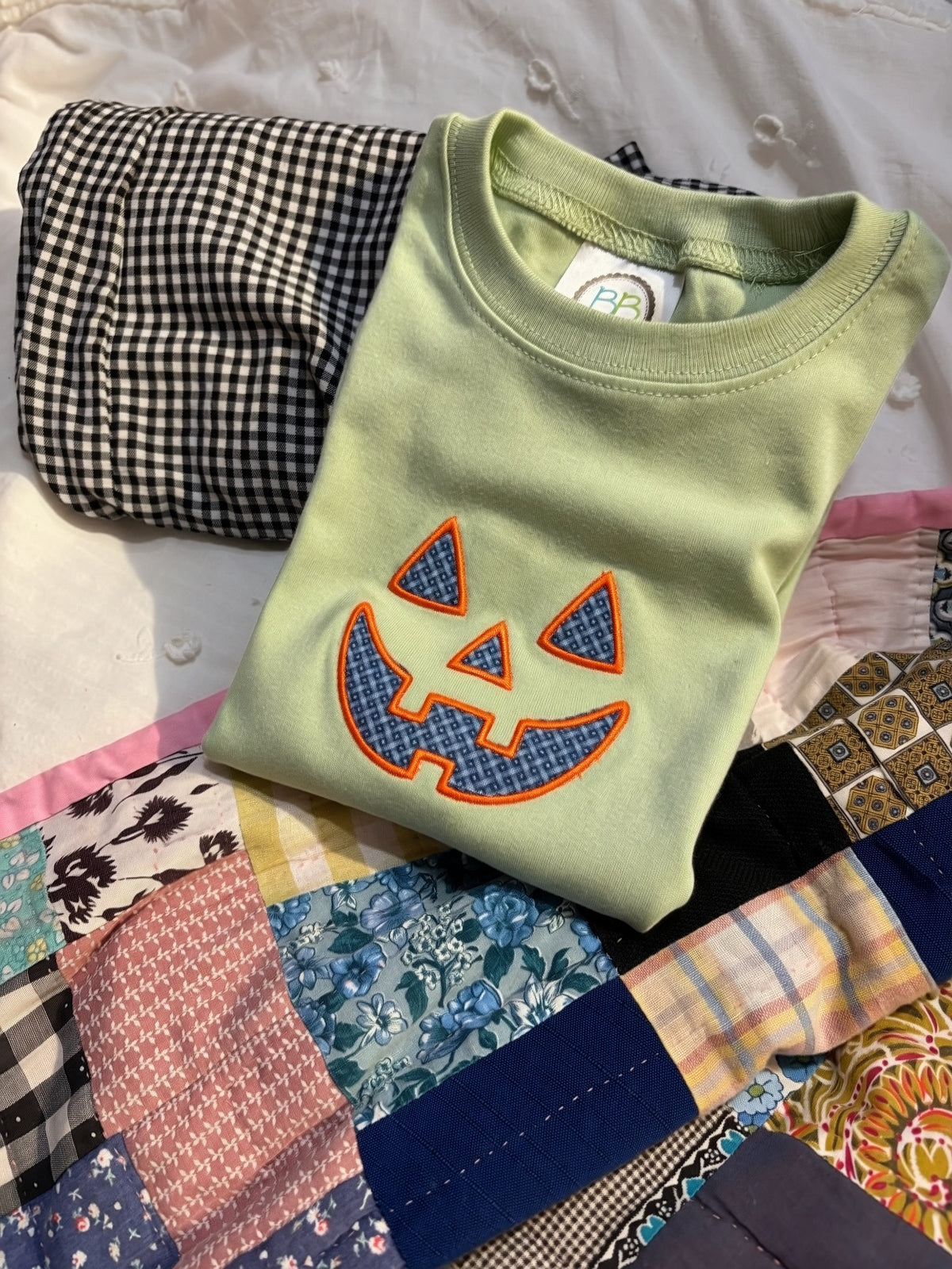 Jack-o’-Lantern Face Appliqué Shirt | Baby to Adult